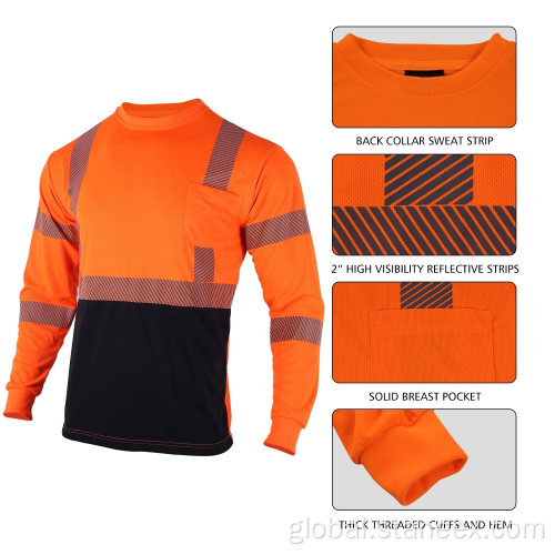 Safety Green Shirts Class-2 Hivis Black Bottom Long Sleeve Safety Shirt Manufactory